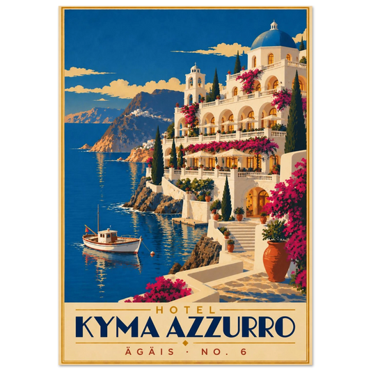 Art-Déco Reiseposter Hotel Kyma Azzurro – Wandbild Ansicht 2