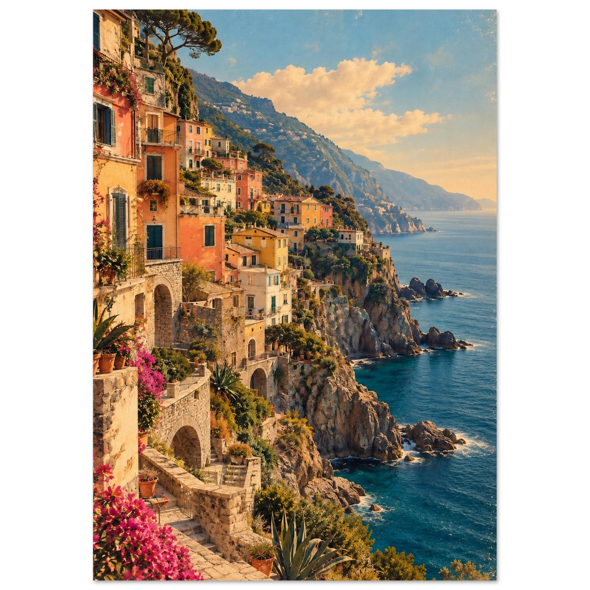 Cinque Terre Poster im Vintage-Postkarten-Stil – Wandbild Ansicht 2
