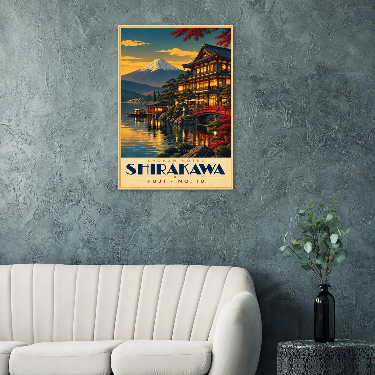 Art-Déco Reiseposter Ryokan Hôtel Shirakawa – Wandbild Ansicht 5