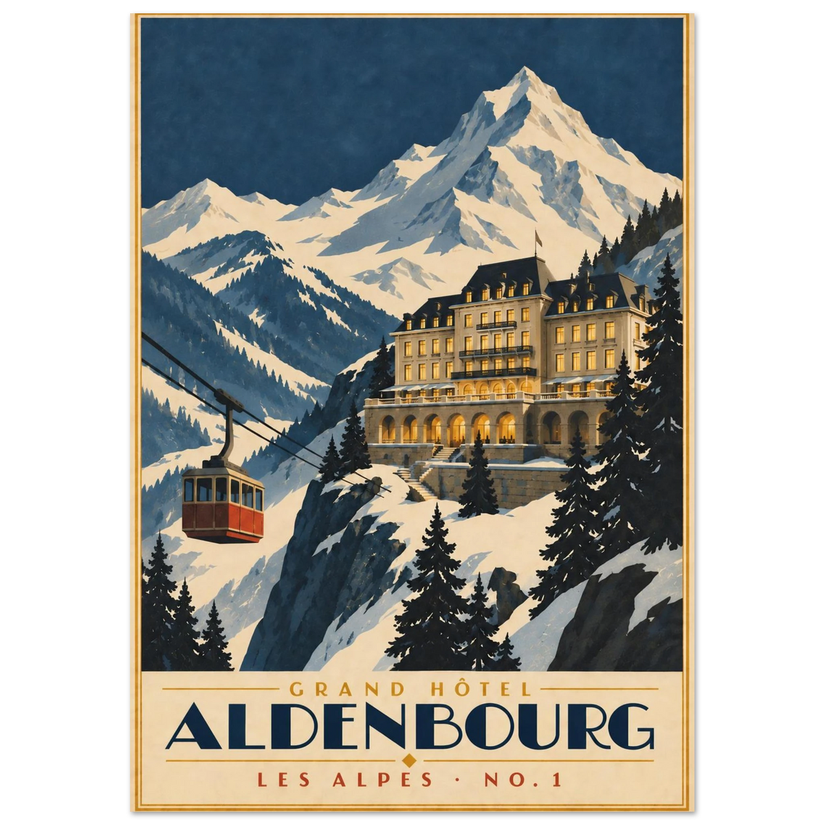 Art-Déco Reiseposter Grand Hôtel Aldenbourg – Wandbild Ansicht 3