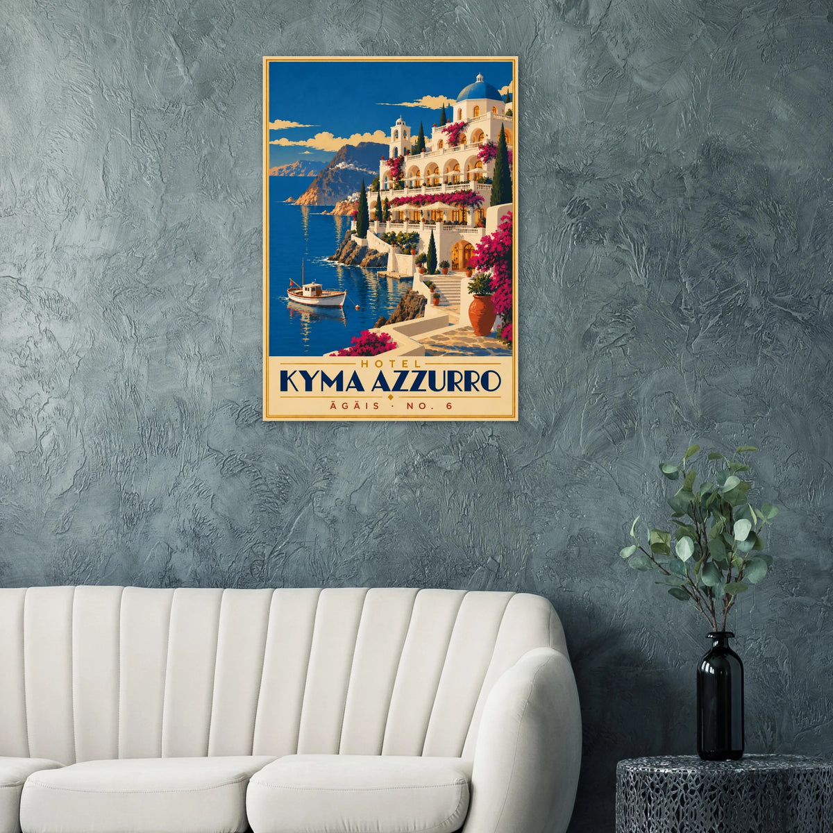 Art-Déco Reiseposter Hotel Kyma Azzurro – Wandbild Ansicht 6