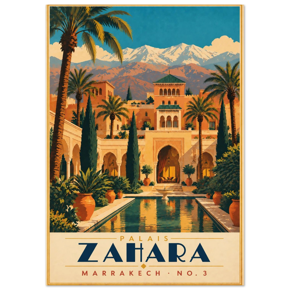 Art-Déco Reiseposter Palais Zahara – Wandbild Ansicht 2