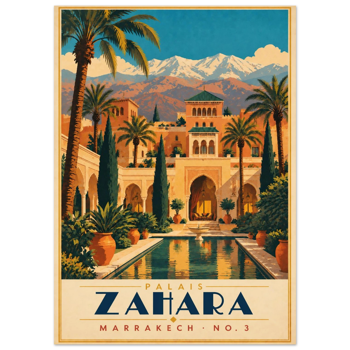Art-Déco Reiseposter Palais Zahara – Wandbild Ansicht 3