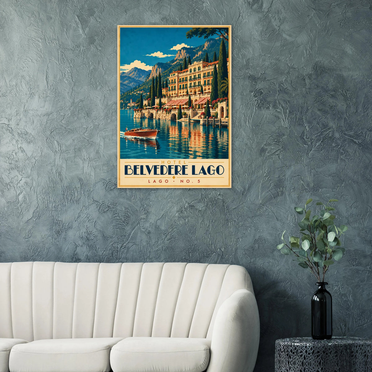 Art-Déco Reiseposter Hotel Belvedere Lago – Wandbild Ansicht 8