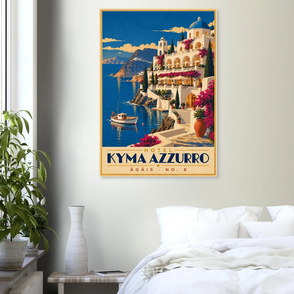 Art-Déco Reiseposter Hotel Kyma Azzurro – Wandbild Ansicht 5
