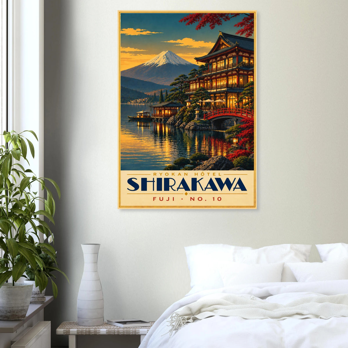 Art-Déco Reiseposter Ryokan Hôtel Shirakawa – Wandbild Ansicht 7