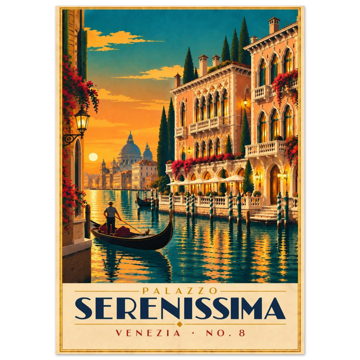 Art-Déco Reiseposter Palazzo Serenissima – Wandbild Ansicht 3