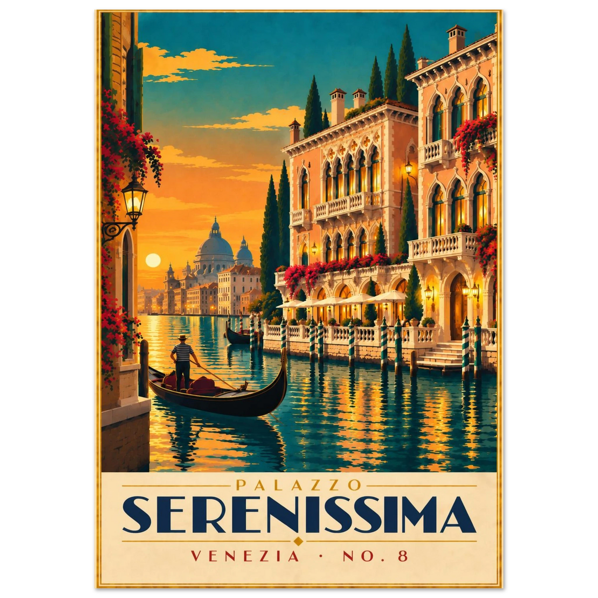 Art-Déco Reiseposter Palazzo Serenissima – Wandbild Ansicht 4