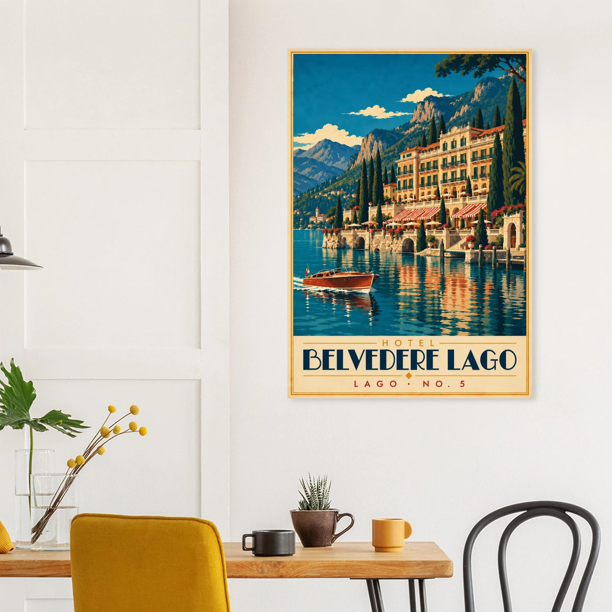 Art-Déco Reiseposter Hotel Belvedere Lago – Wandbild Ansicht 5