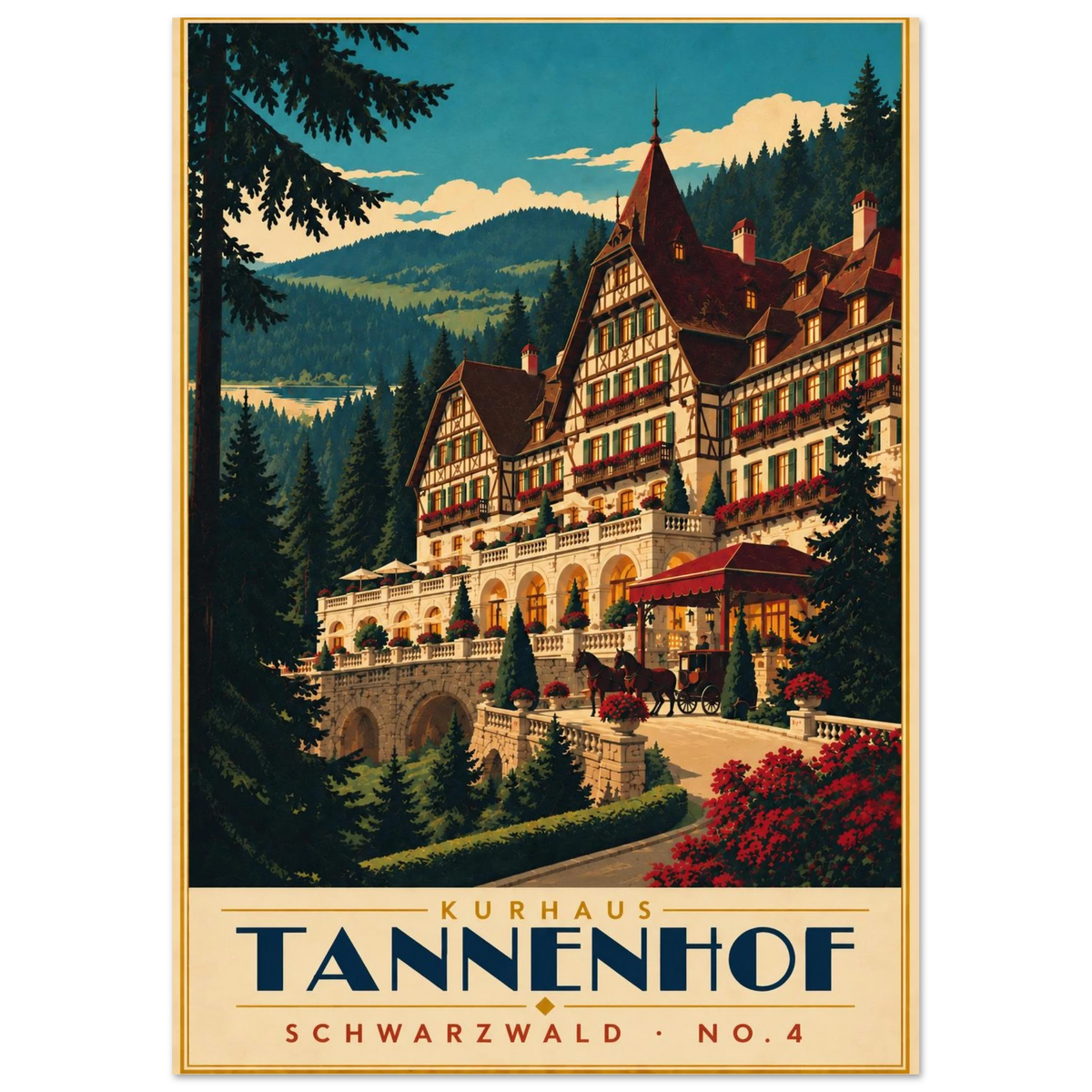 Art-Déco Reiseposter Kurhaus Tannenhof – Wandbild Ansicht 3