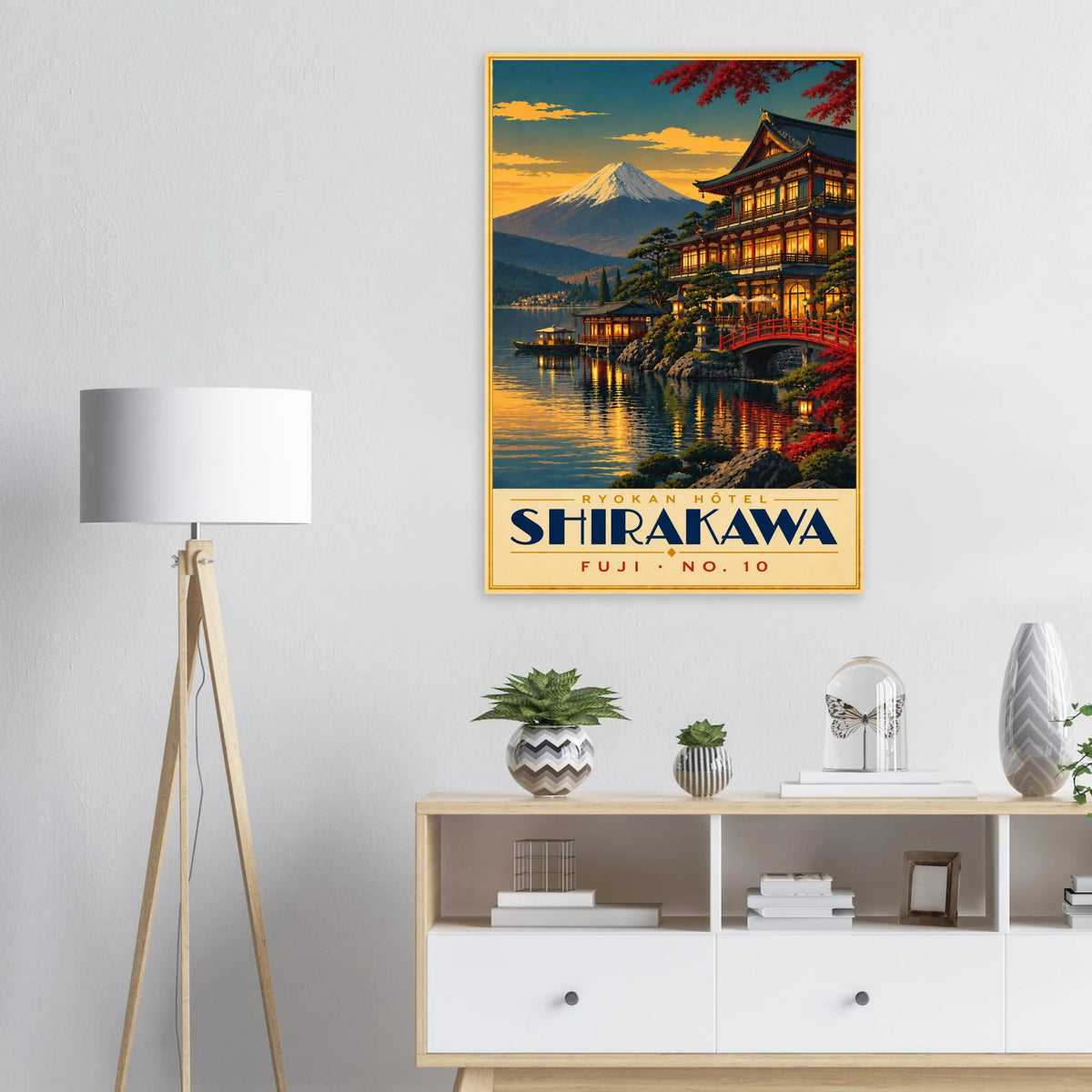 Art-Déco Reiseposter Ryokan Hôtel Shirakawa – Wandbild Ansicht 6