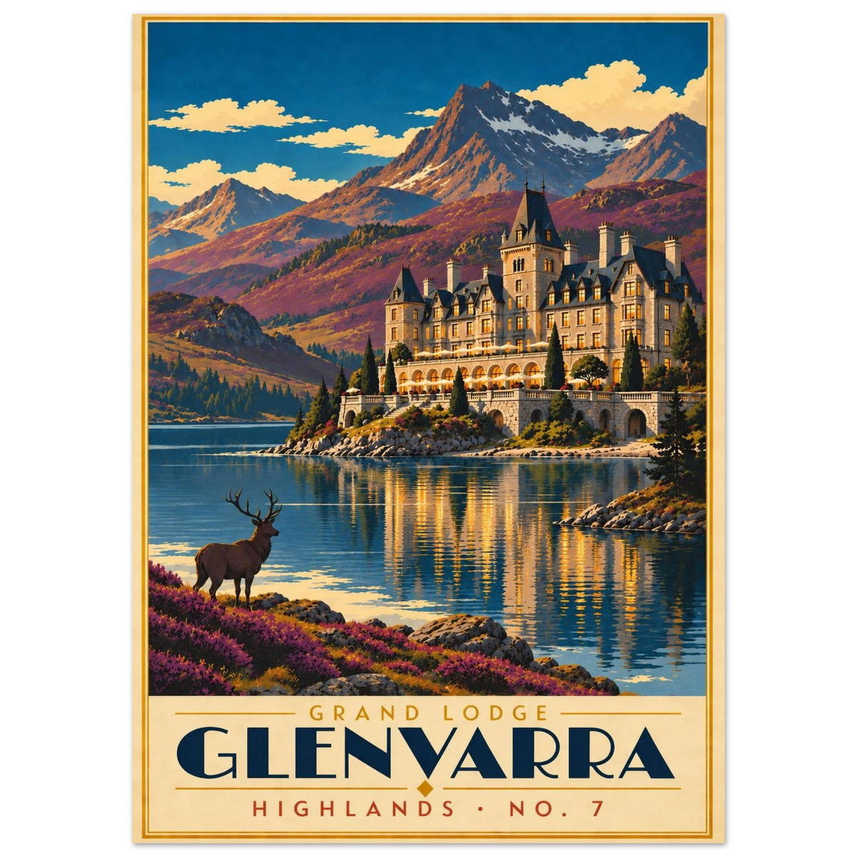 Art-Déco Reiseposter Grand Lodge Glenvarra – Wandbild Ansicht 4