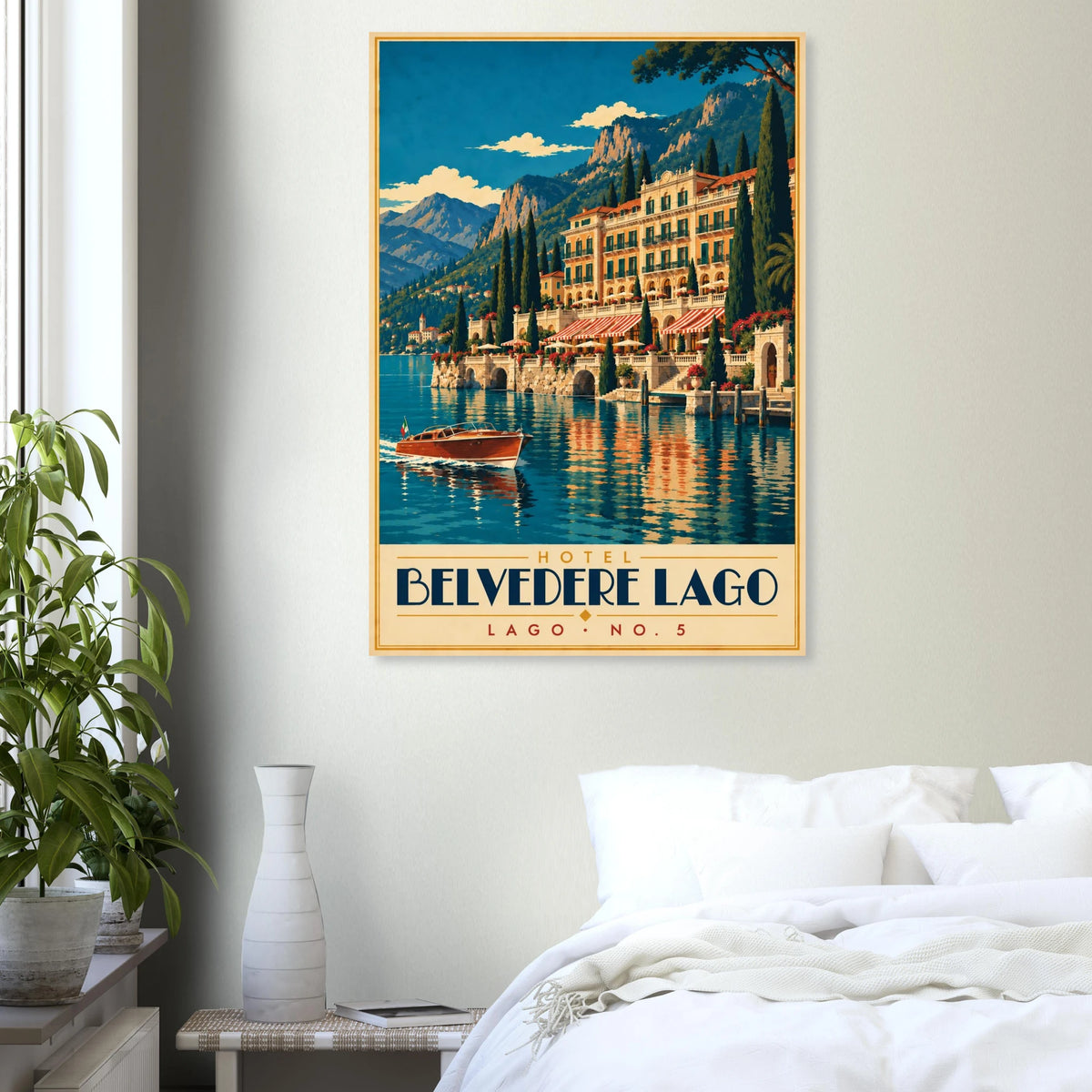 Art-Déco Reiseposter Hotel Belvedere Lago – Wandbild Ansicht 6