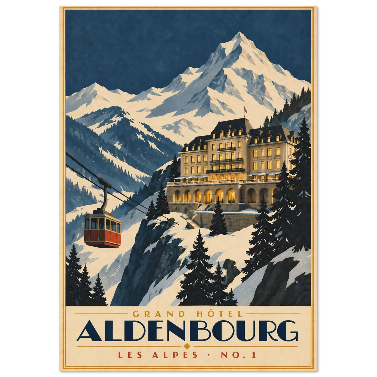 Art-Déco Reiseposter Grand Hôtel Aldenbourg – Wandbild Ansicht 4