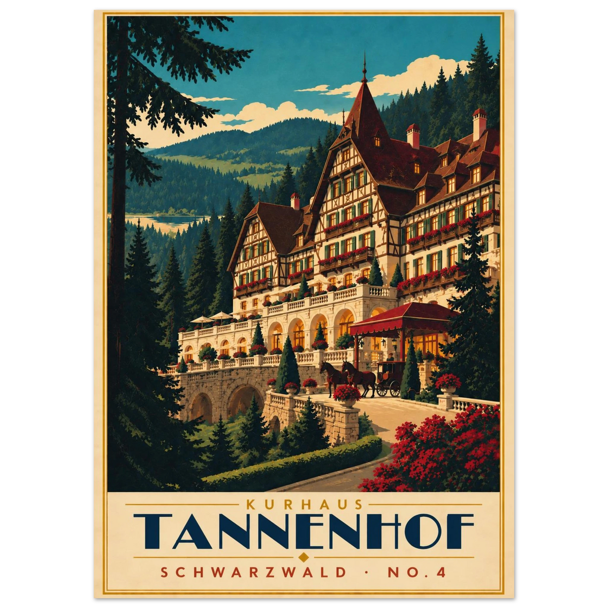 Art-Déco Reiseposter Kurhaus Tannenhof – Wandbild Ansicht 4