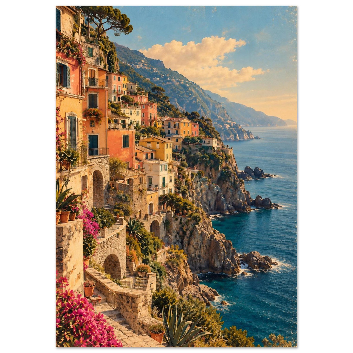 Cinque Terre Poster im Vintage-Postkarten-Stil – Wandbild Ansicht 4
