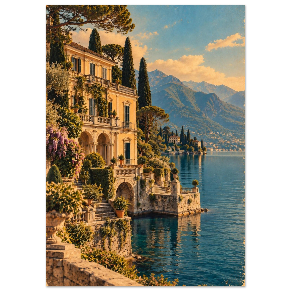 Comer See Poster im Vintage-Postkarten-Stil – Wandbild Ansicht 3