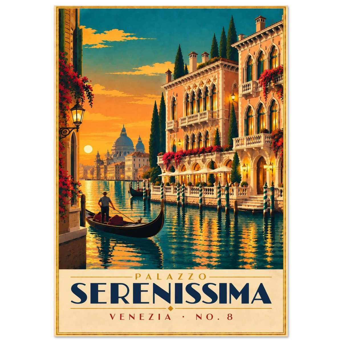 Art-Déco Reiseposter Palazzo Serenissima – Wandbild Ansicht 2