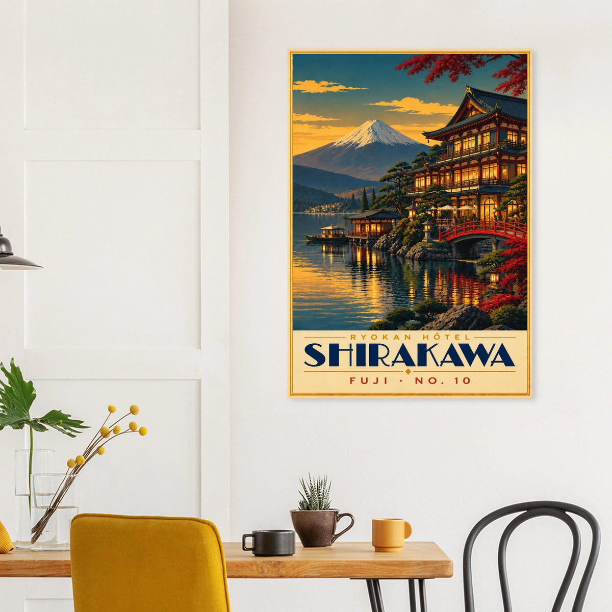Art-Déco Reiseposter Ryokan Hôtel Shirakawa – Wandbild Ansicht 8