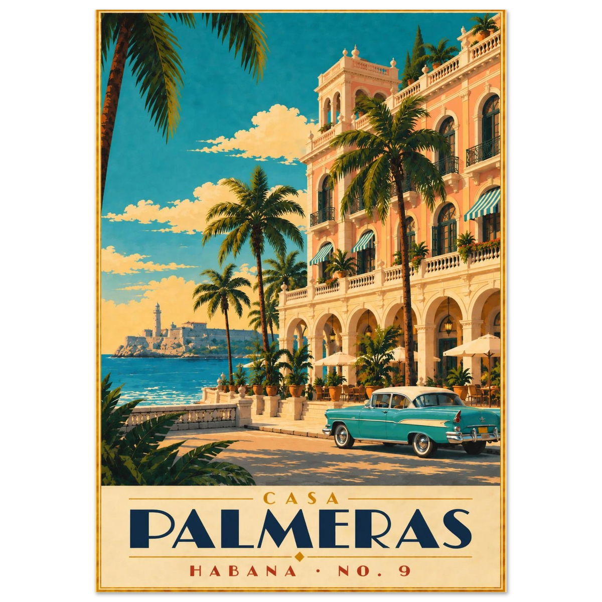 Art-Déco Reiseposter Casa Palmeras – Wandbild Ansicht 2