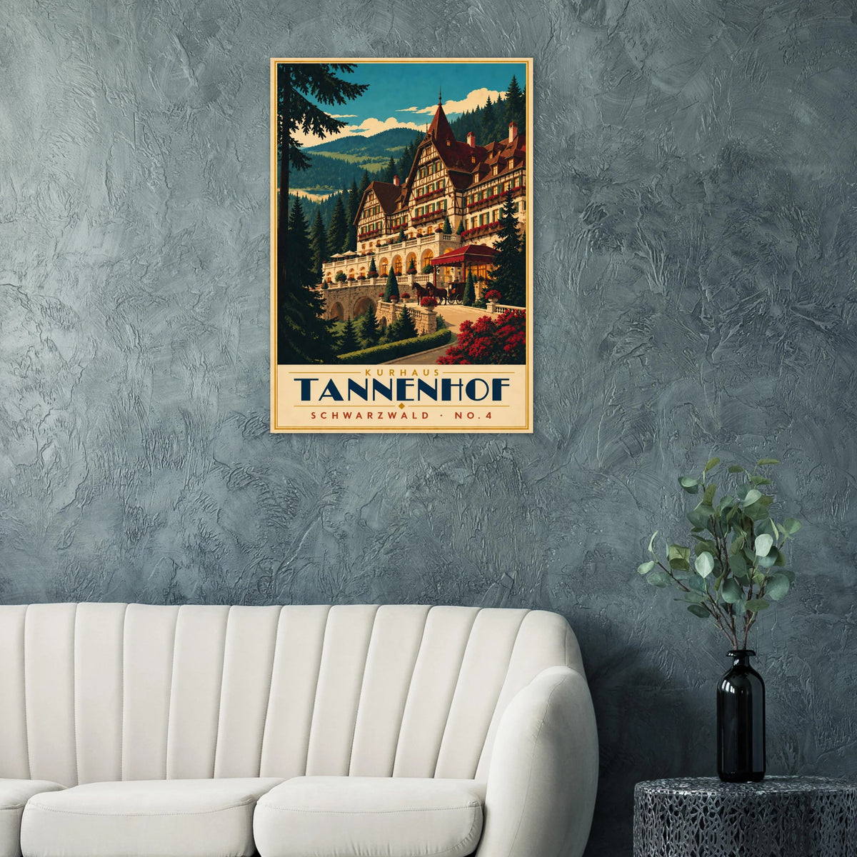 Art-Déco Reiseposter Kurhaus Tannenhof – Wandbild Ansicht 7