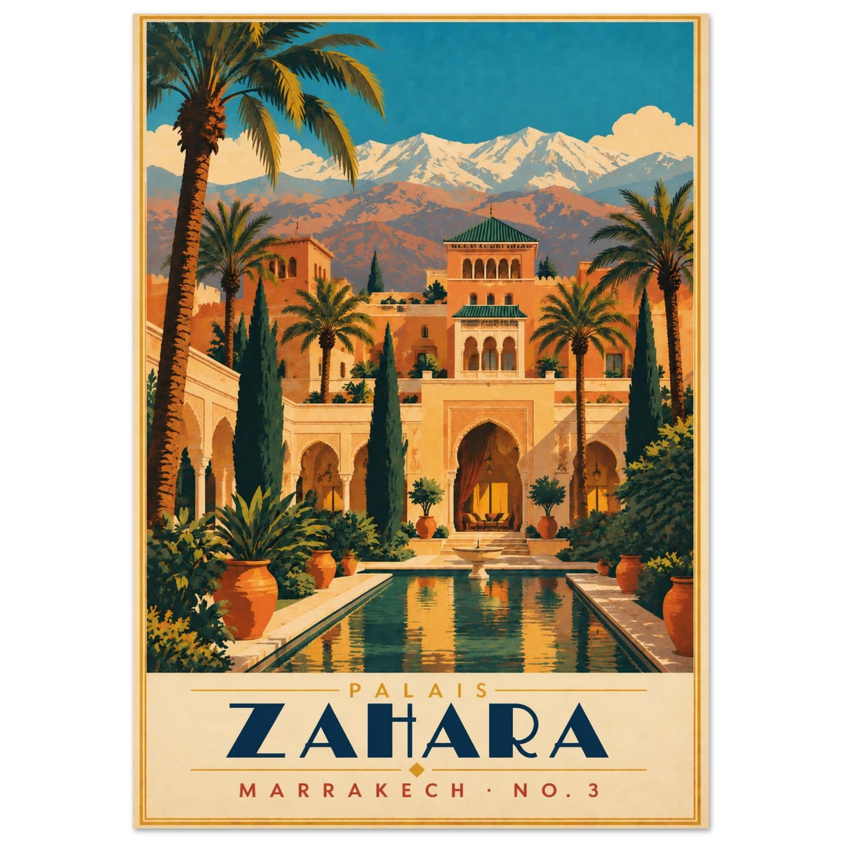 Art-Déco Reiseposter Palais Zahara – Wandbild Ansicht 4